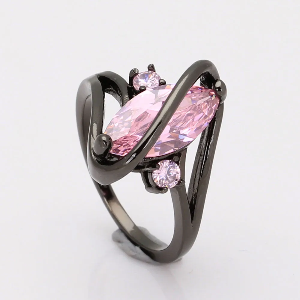 Black Gun Plated Cubic Zirconia Ring