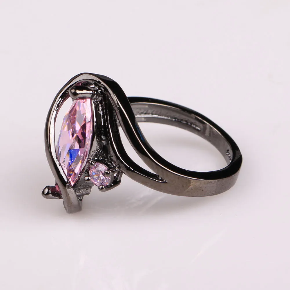 Black Gun Plated Cubic Zirconia Ring