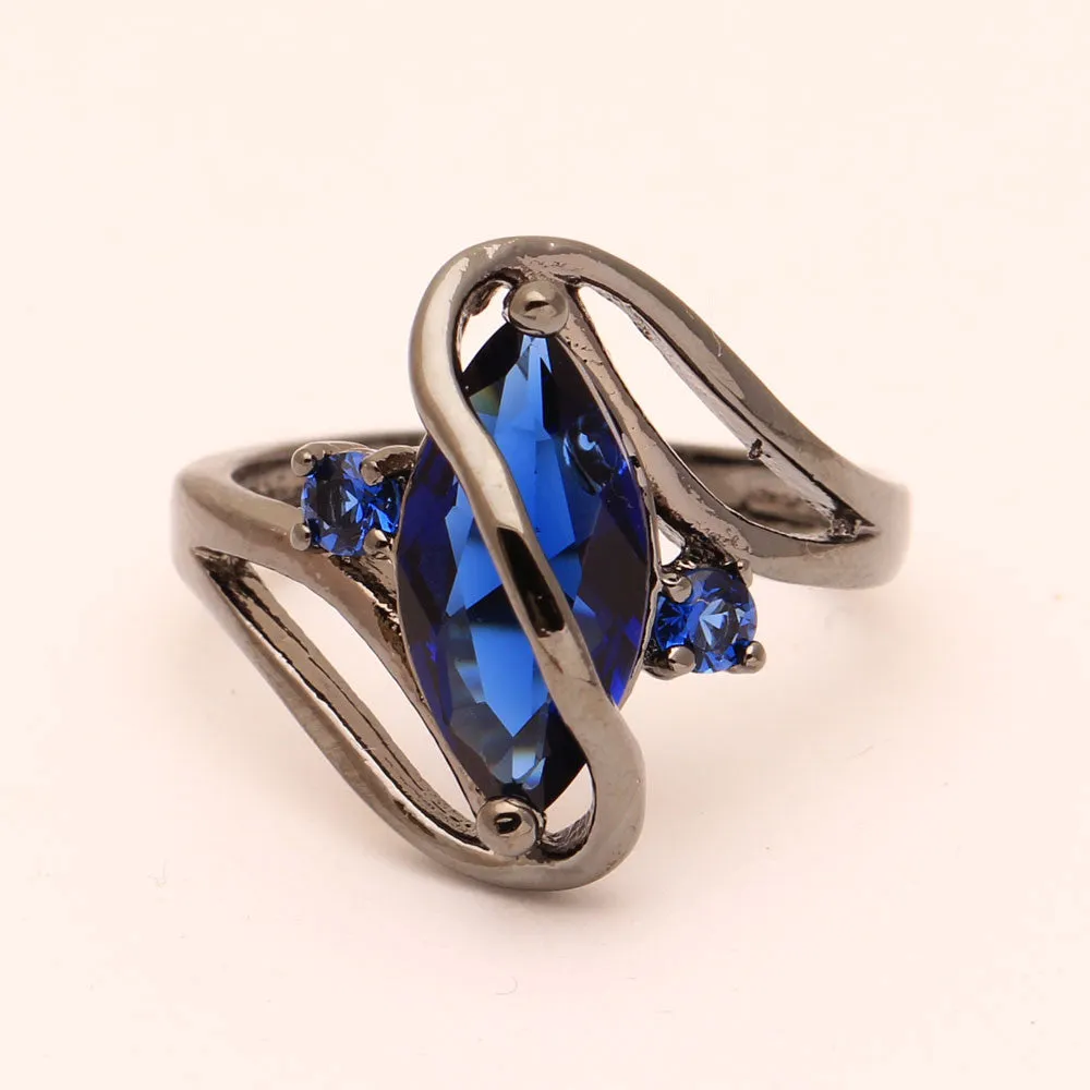 Black Gun Plated Cubic Zirconia Ring