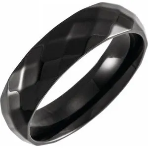 Black PVD Titanium 6 mm Faceted Band Size 11