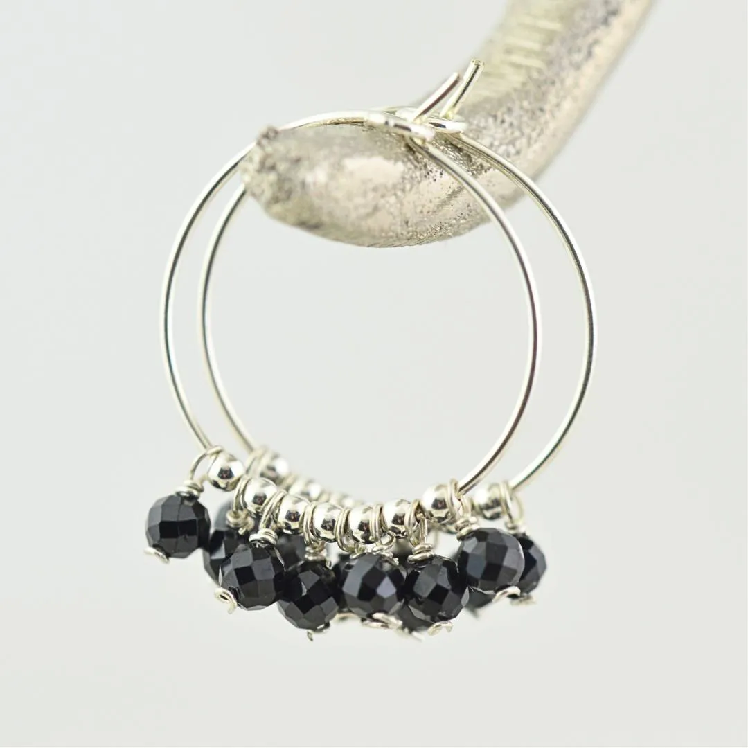 Black Spinel Gypsy Hoops