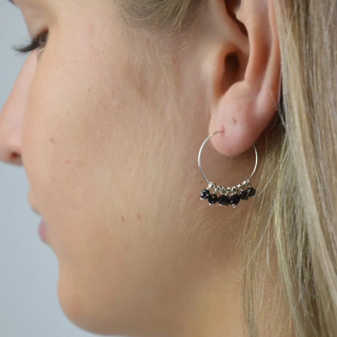 Black Spinel Gypsy Hoops