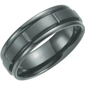 Black Titanium 7 mm Grooved Band Size 13
