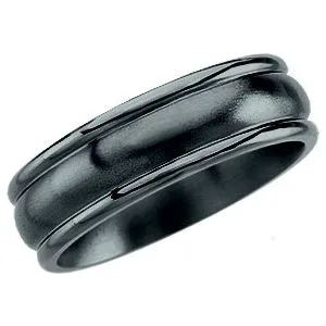 Black Titanium 7.5 mm Grooved Band Size 12.5