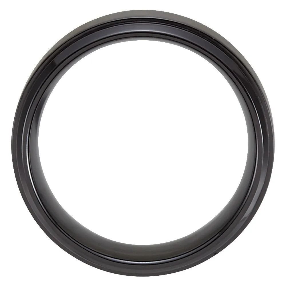 Black Titanium 9mm Ridged Band Size 8.5