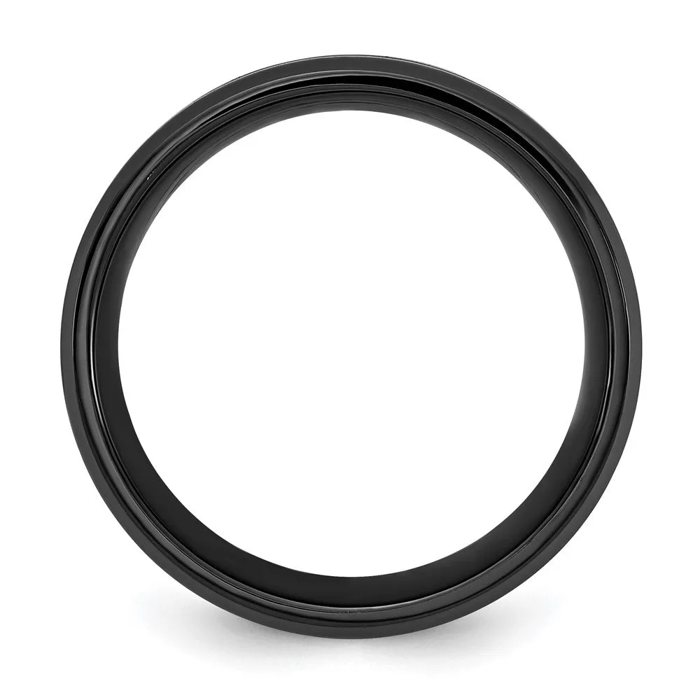 Black Titanium Brushed w/Polished Blue IP-plated Center 8mm Band