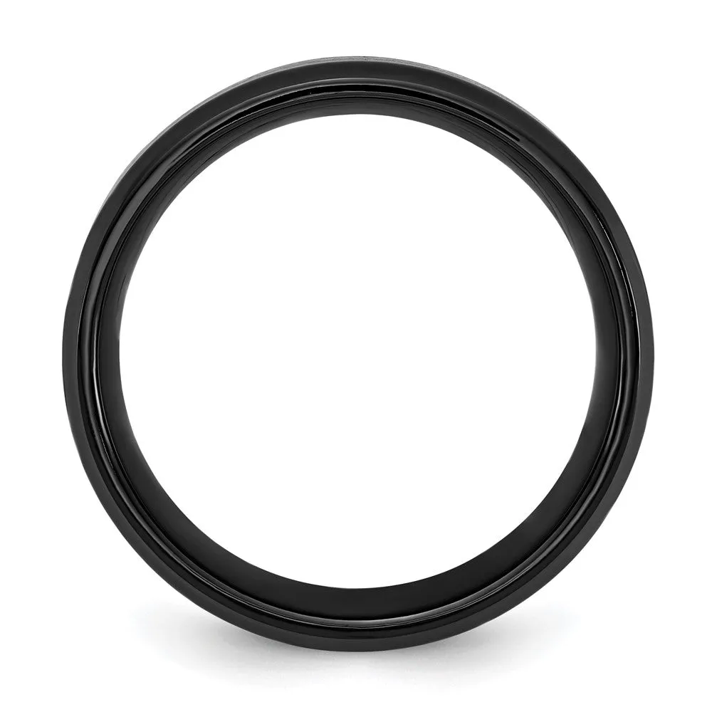 Black Titanium Polished with Black & Blue Carbon Fiber Inlay 8mm Band