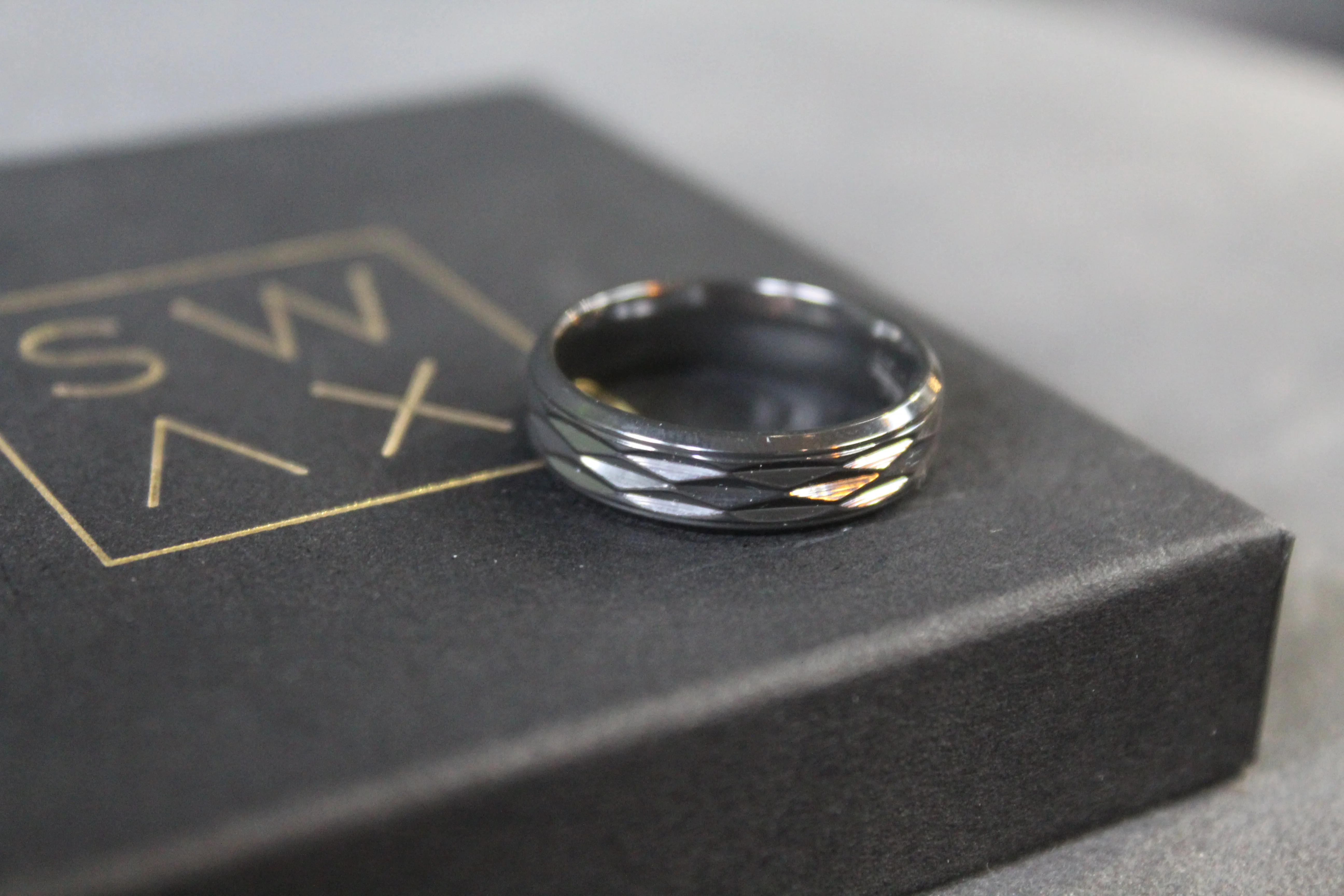 Black Zirconium Ruched Ring
