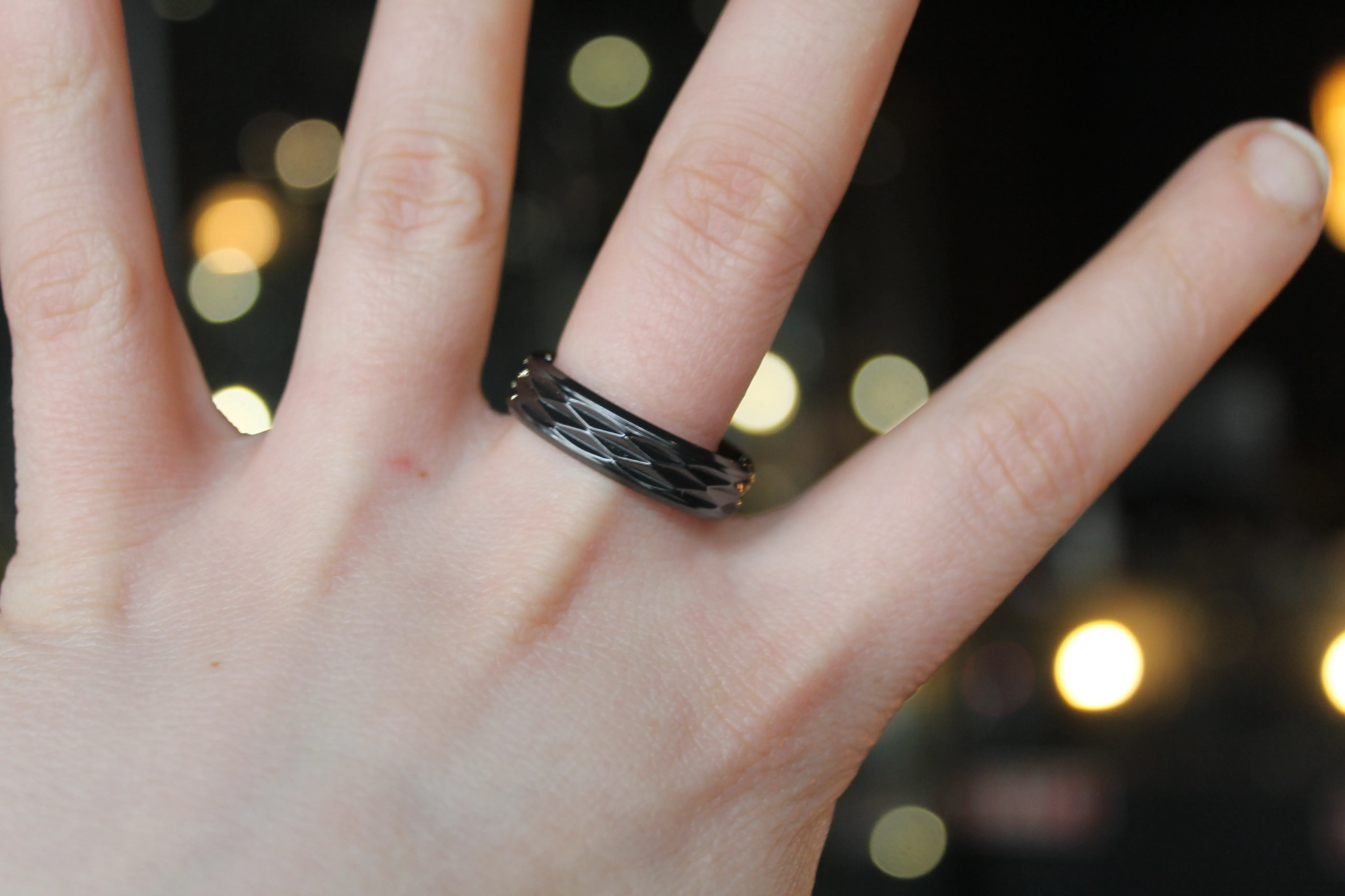 Black Zirconium Ruched Ring