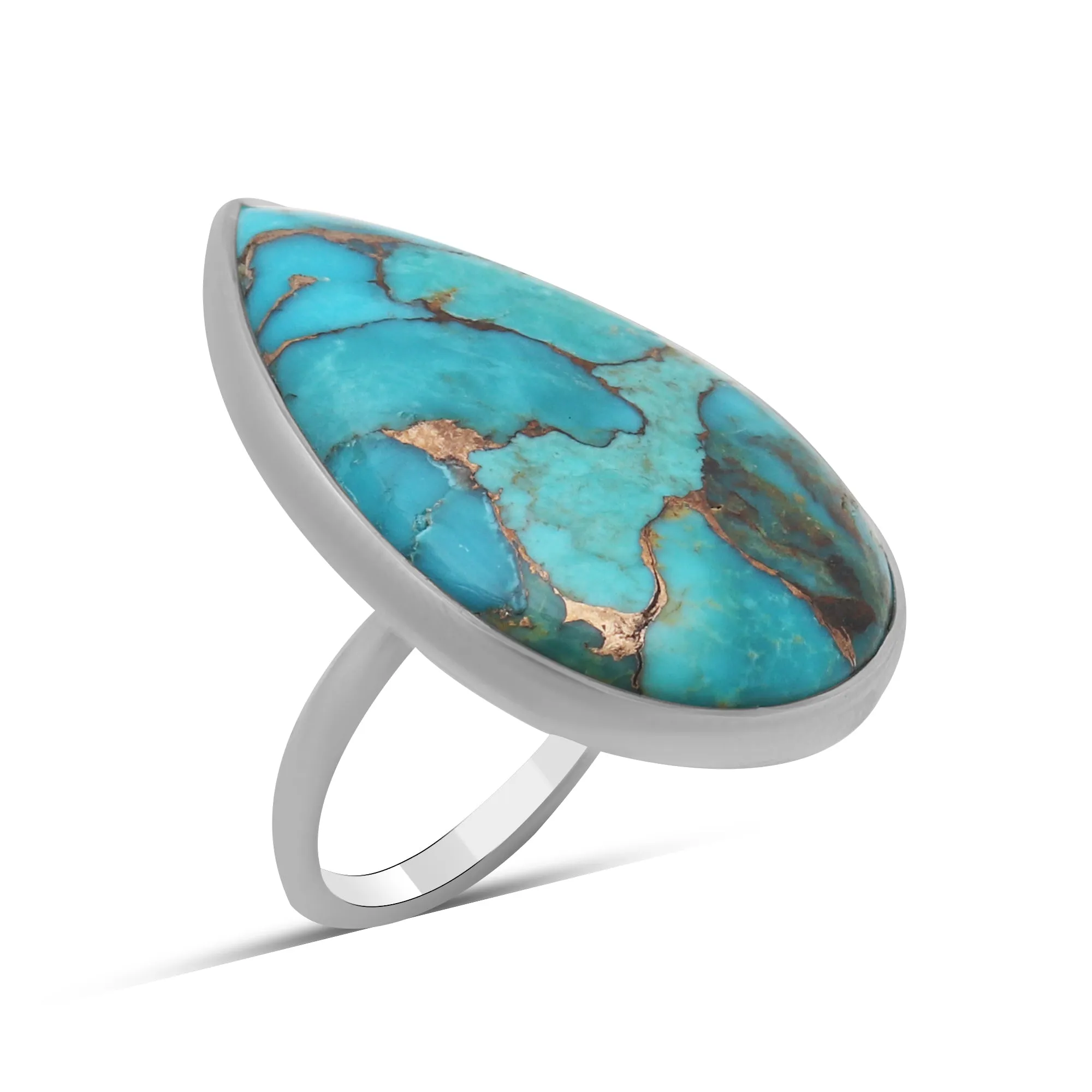 Blue Copper Turquise Silver Rings