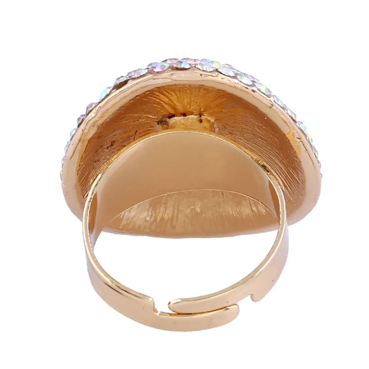 Blue Multicolor Cubic Zirconia & 18K Gold-Plated Oval Ring