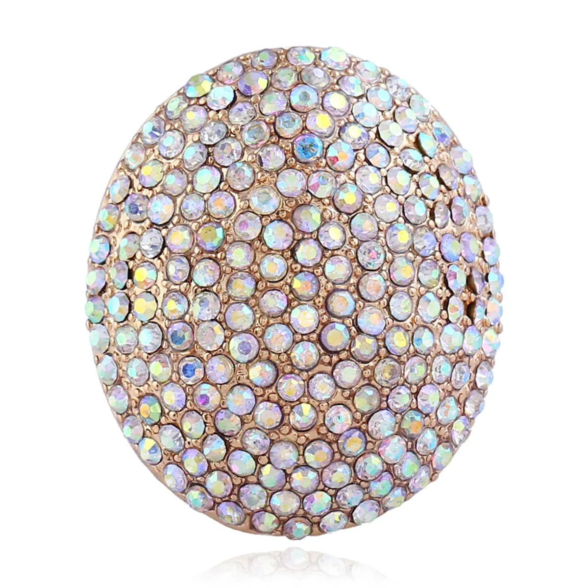 Blue Multicolor Cubic Zirconia & 18K Gold-Plated Oval Ring