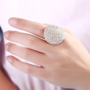 Blue Multicolor Cubic Zirconia & 18K Gold-Plated Oval Ring