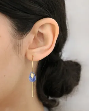 Blue Sodalite Medium Hoop Feather Gold Earrings by Sage Machado