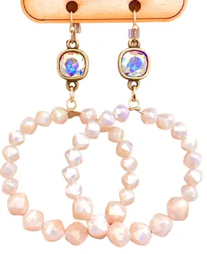 Blush Beaded Hoop Earring