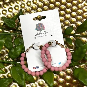 Blush Clay Beaded Hoop Earrings