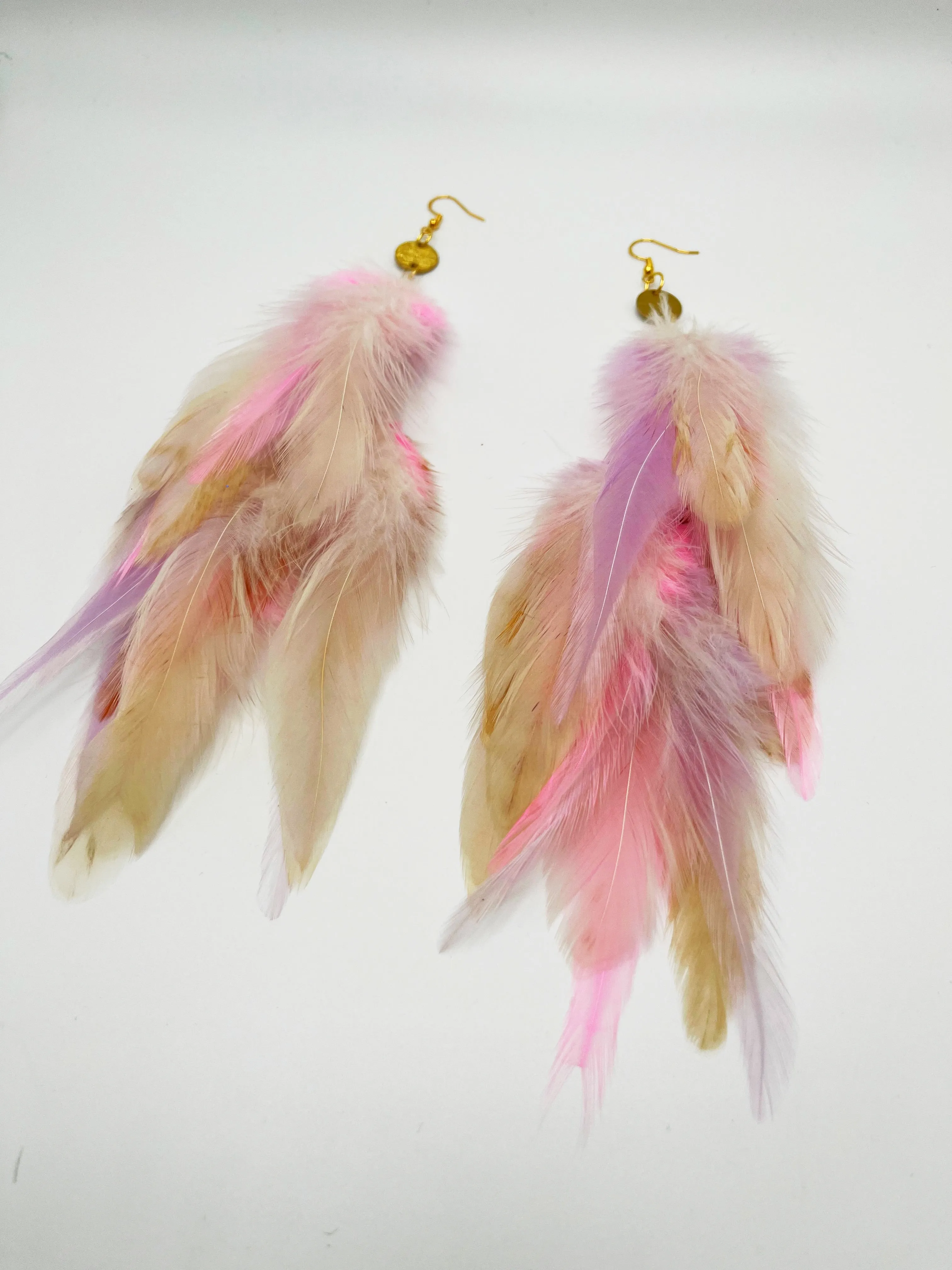 Boho Chic Long Fluffy Feather Earrings - Lavender Mist
