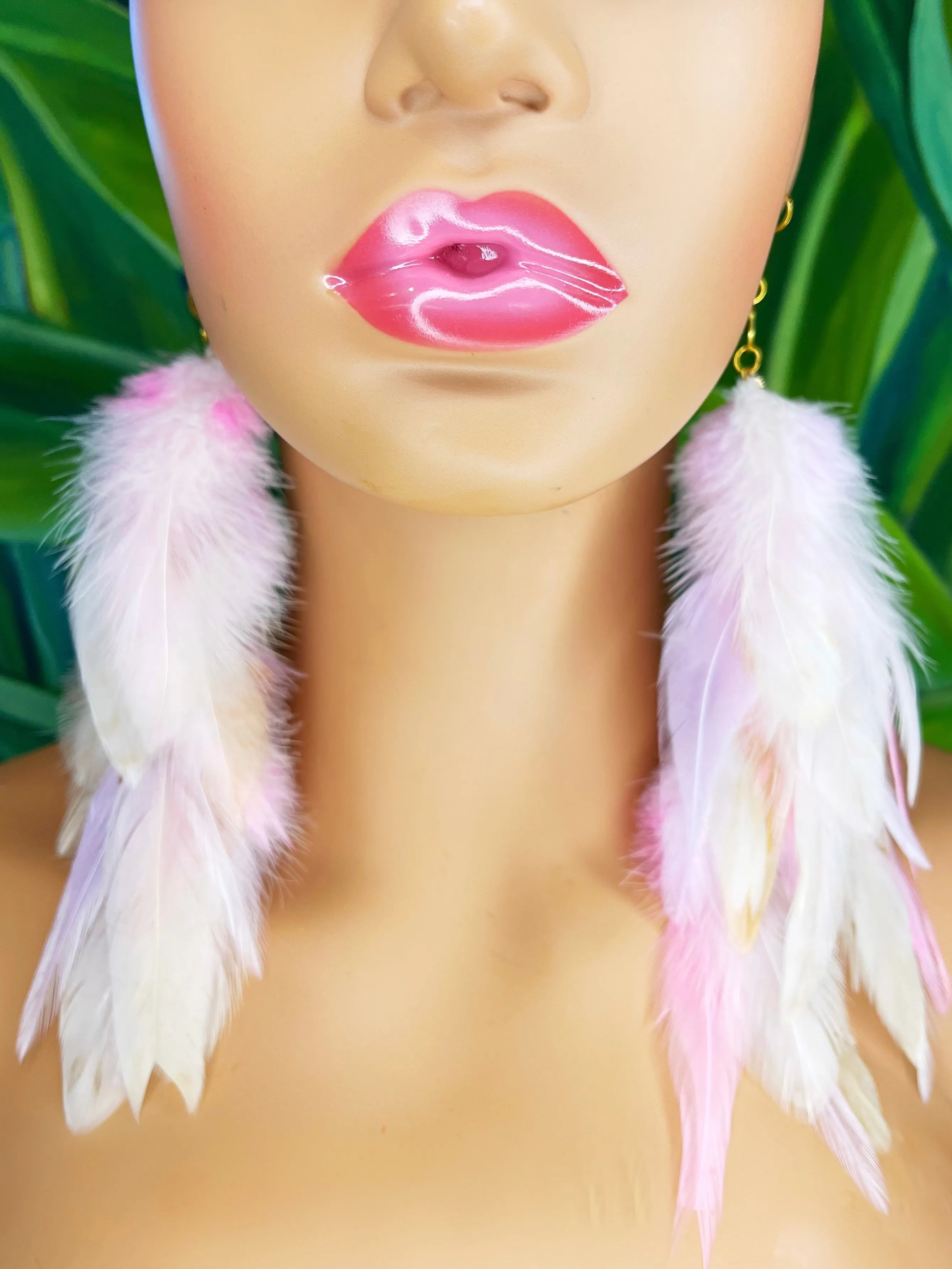 Boho Chic Long Fluffy Feather Earrings - Lavender Mist