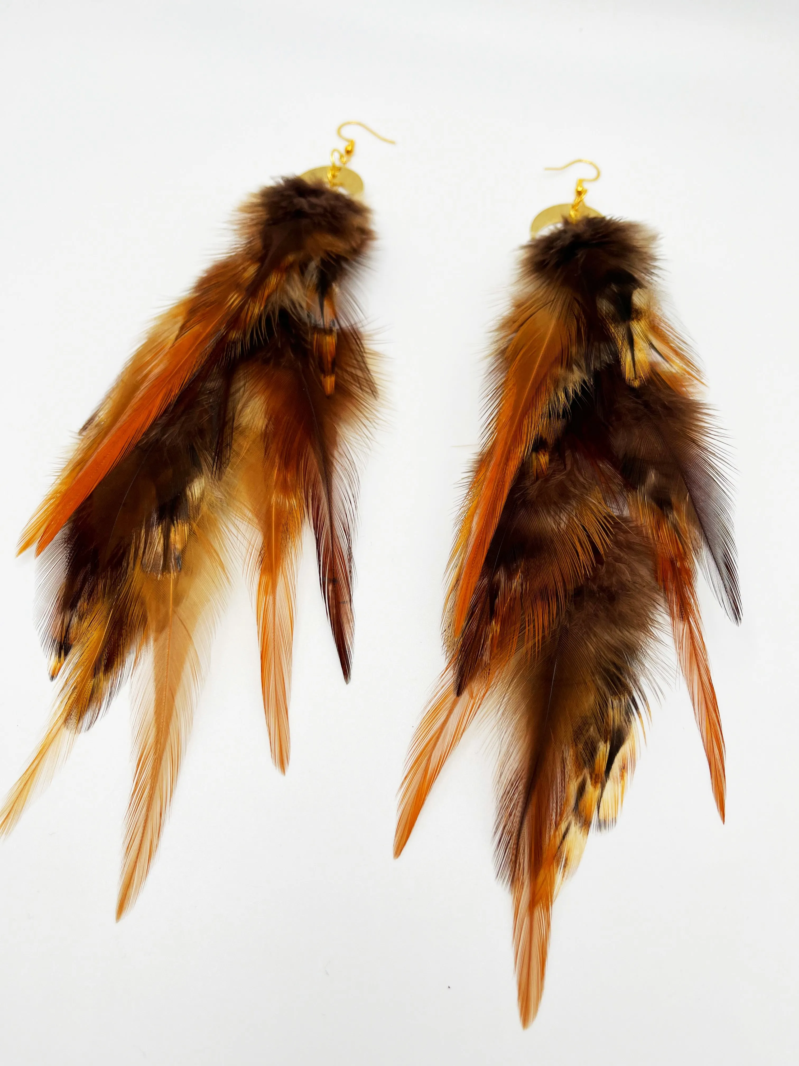 Boho Chic Long Fluffy Feather Earrings - Natural Beauties