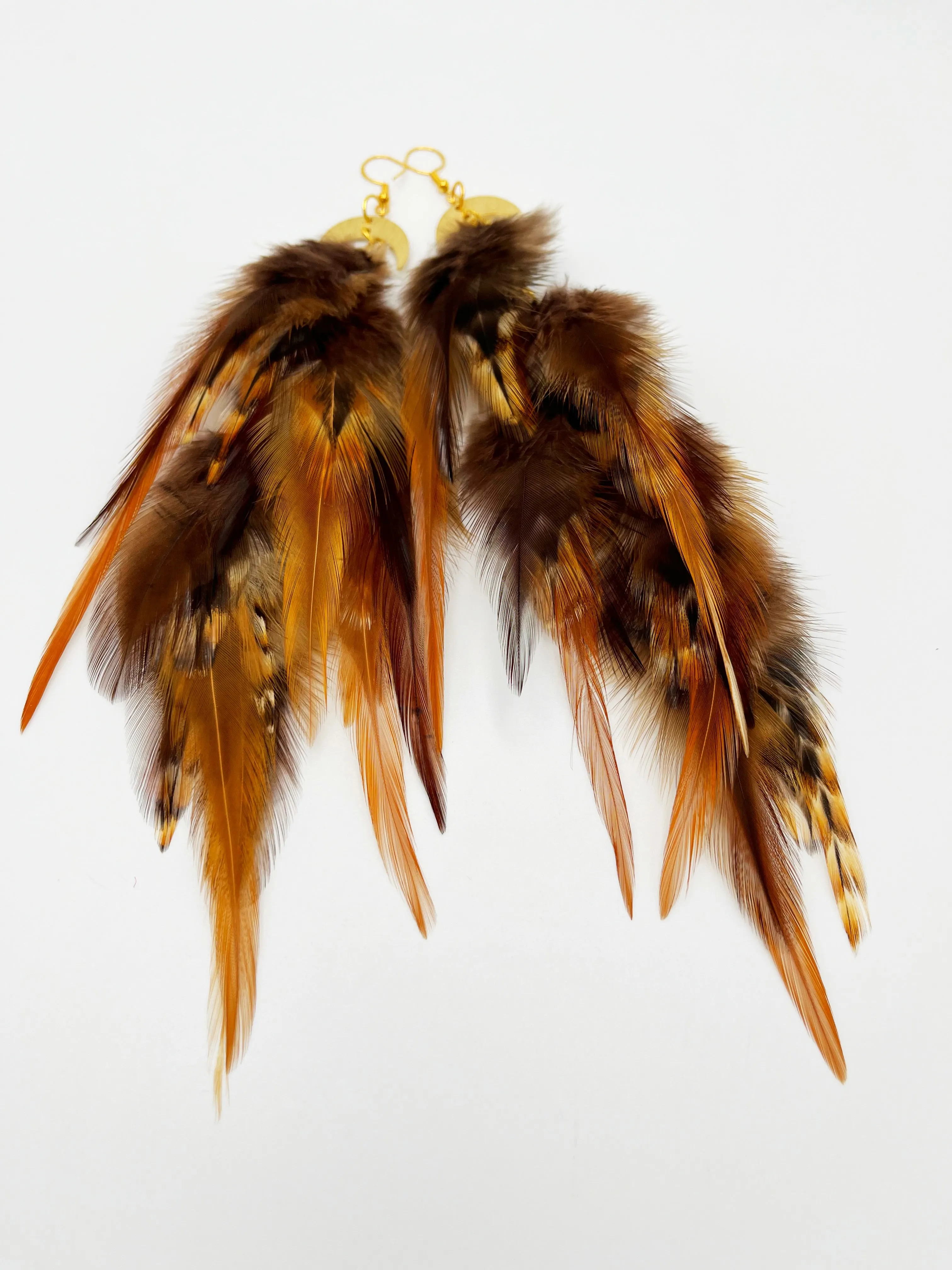 Boho Chic Long Fluffy Feather Earrings - Natural Beauties
