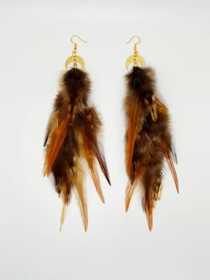 Boho Chic Long Fluffy Feather Earrings - Natural Beauties