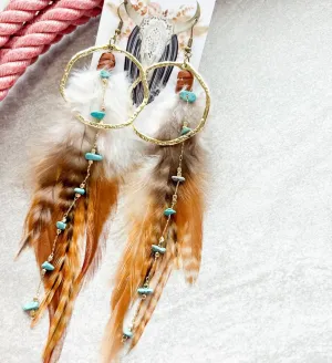 Boho Hoop Feather Earrings