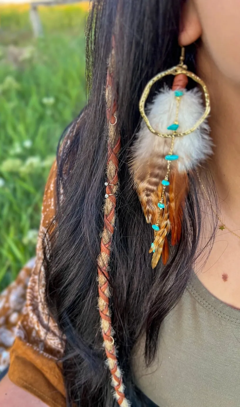 Boho Hoop Feather Earrings