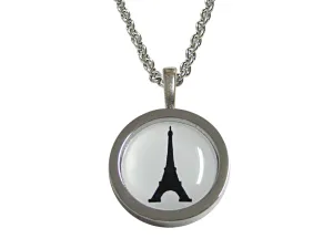 Bordered France Eiffel Tower Pendant Necklace