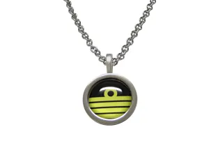 Bordered Round Nautical Captain Rank Pendant Necklace