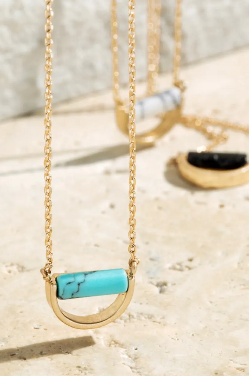 Brass Semi-Circle Pendant Necklace