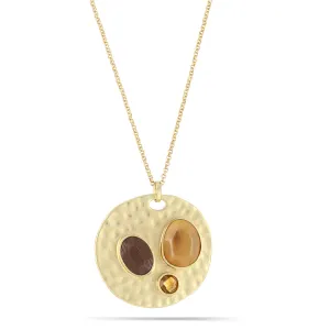 BROWN AND YELLOW STONE PENDANT  NECKLACES #237BR1501 (1C15)