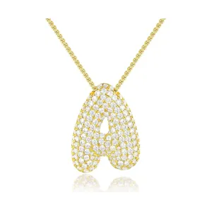 Bubble Pave Letter Necklace