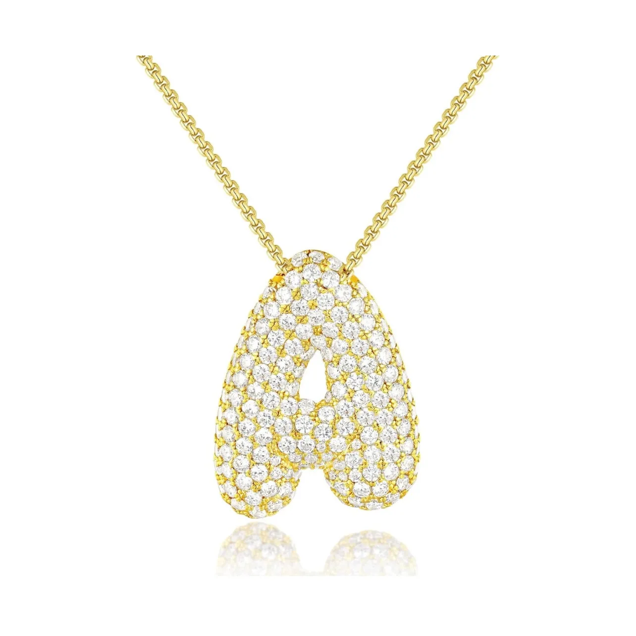 Bubble Pave Letter Necklace