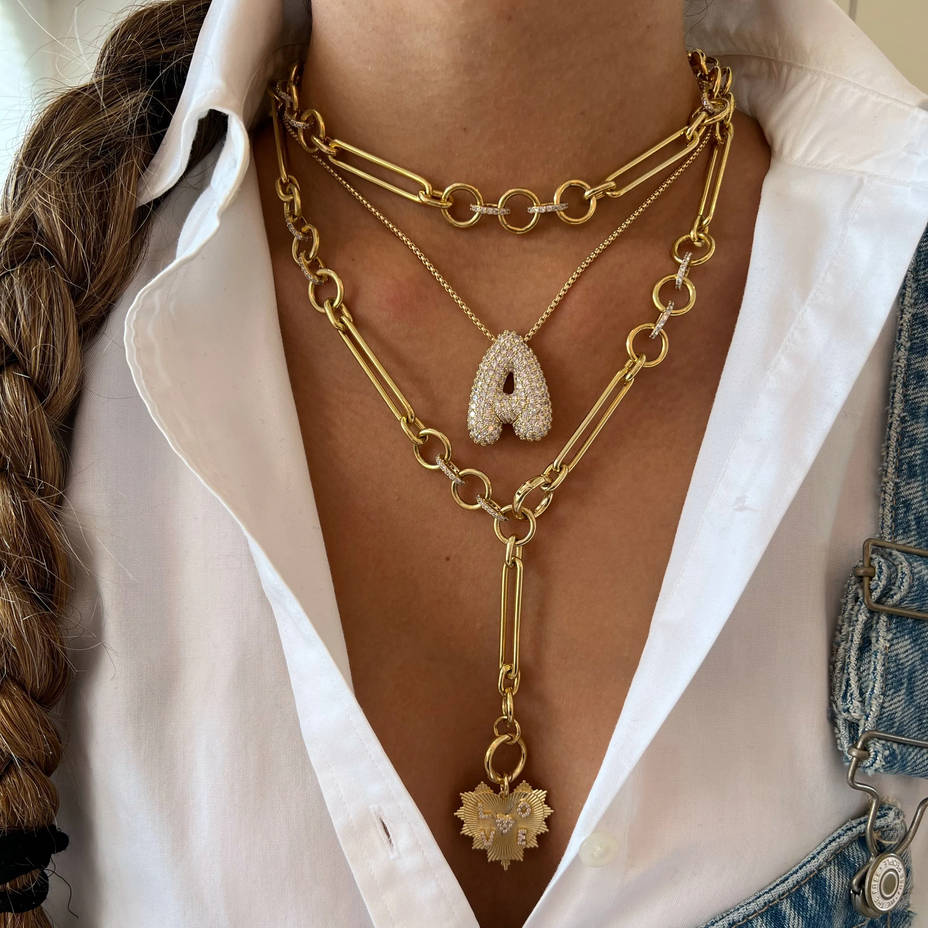 Bubble Pave Letter Necklace