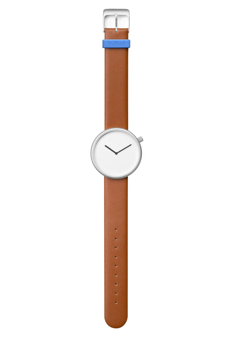 Bulbul Ore Matte Steel on Brown Italian Leather Watch