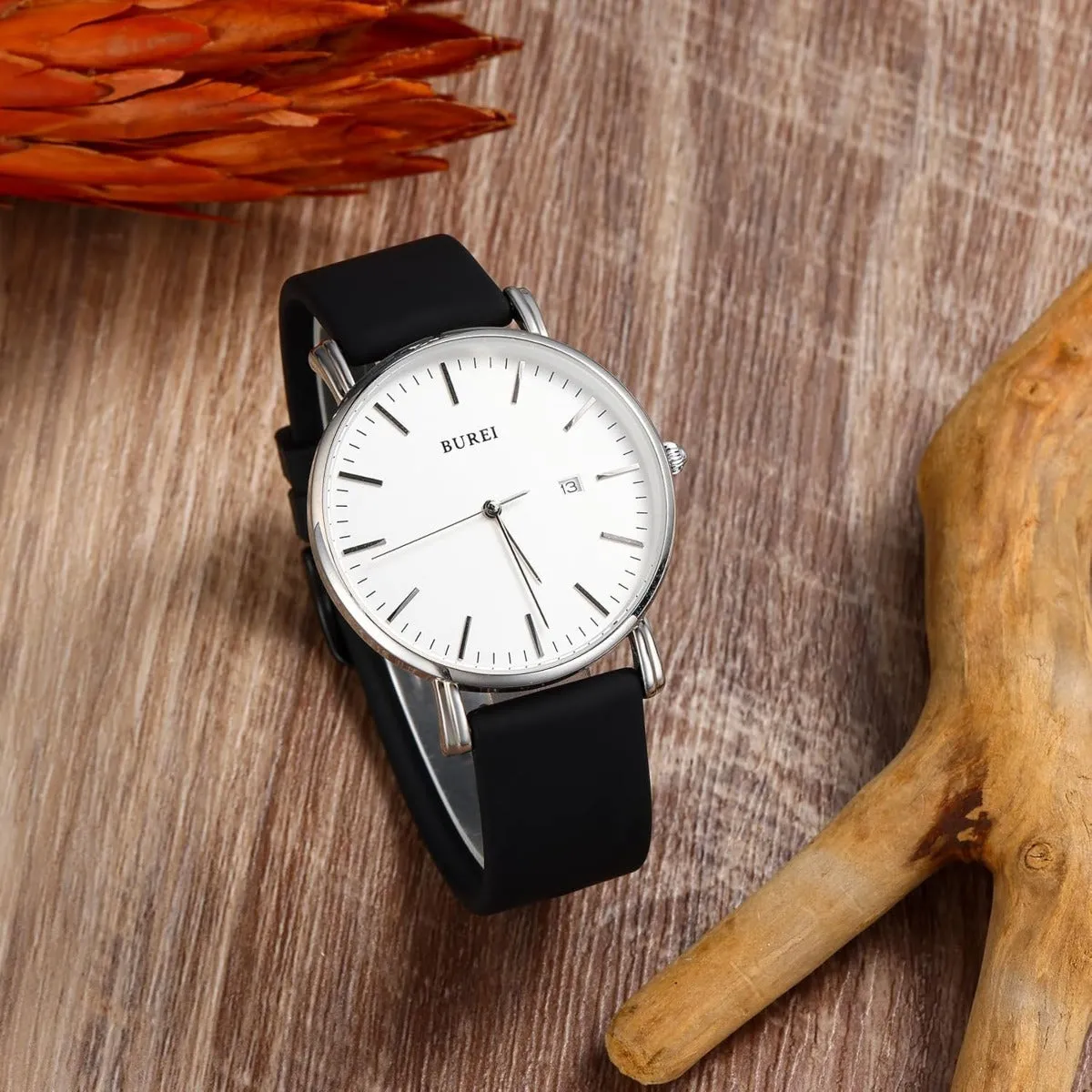 BUREI Men Watches Fashion Minimalist Analog Calendar Quartz Waterproof Watches for Men Women Student.