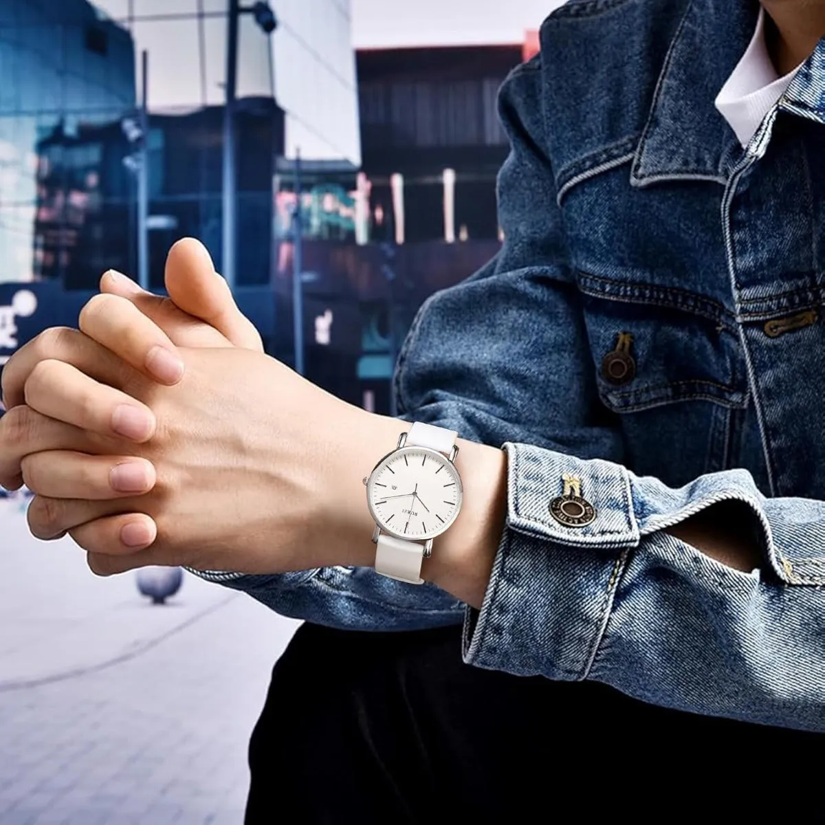 BUREI Men Watches Fashion Minimalist Analog Calendar Quartz Waterproof Watches for Men Women Student.