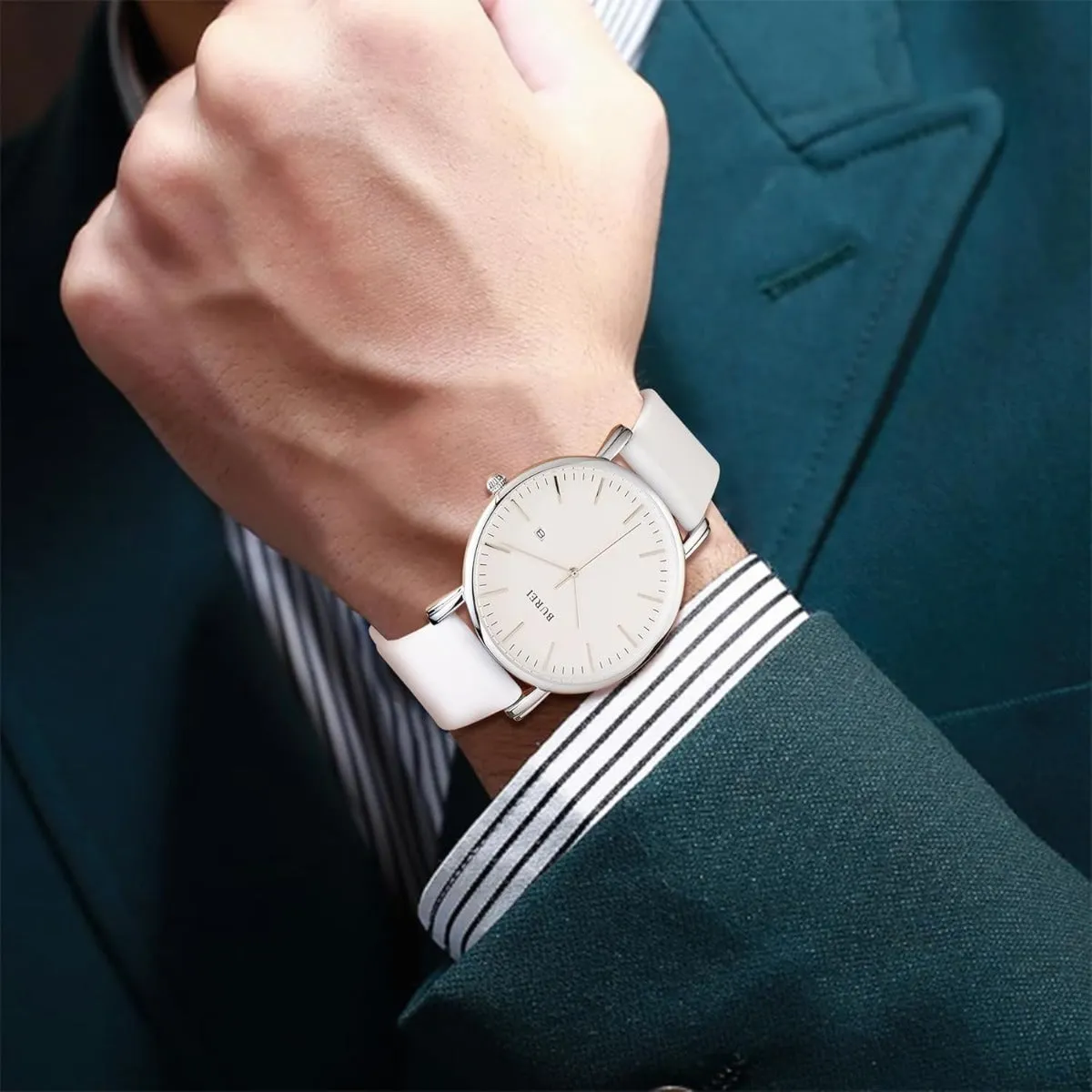 BUREI Men Watches Fashion Minimalist Analog Calendar Quartz Waterproof Watches for Men Women Student.