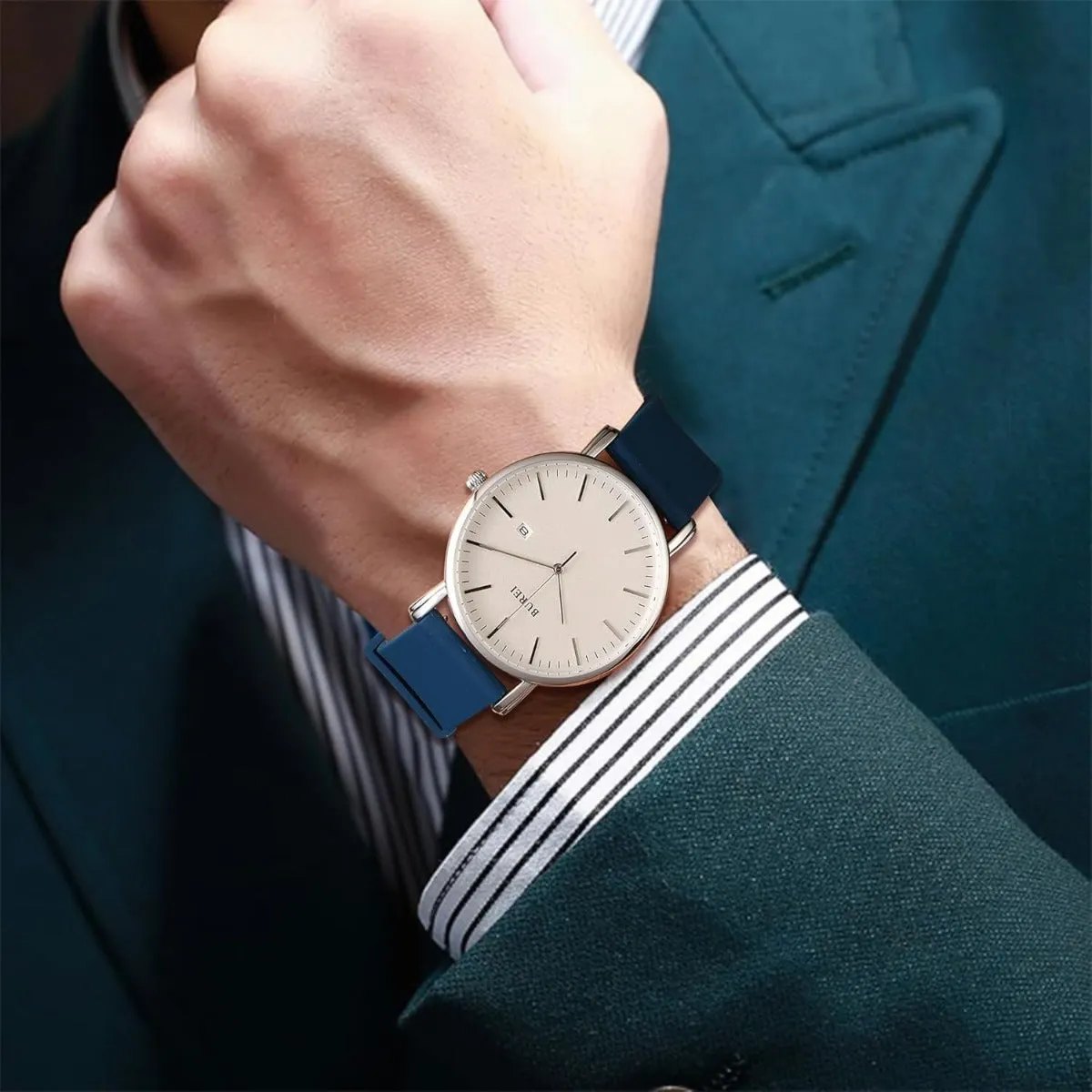 BUREI Men Watches Fashion Minimalist Analog Calendar Quartz Waterproof Watches for Men Women Student.