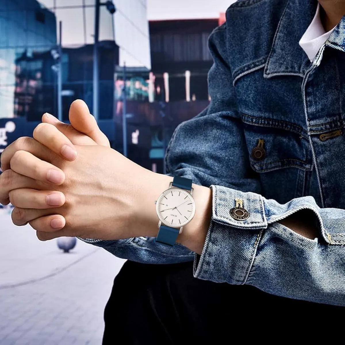BUREI Men Watches Fashion Minimalist Analog Calendar Quartz Waterproof Watches for Men Women Student.