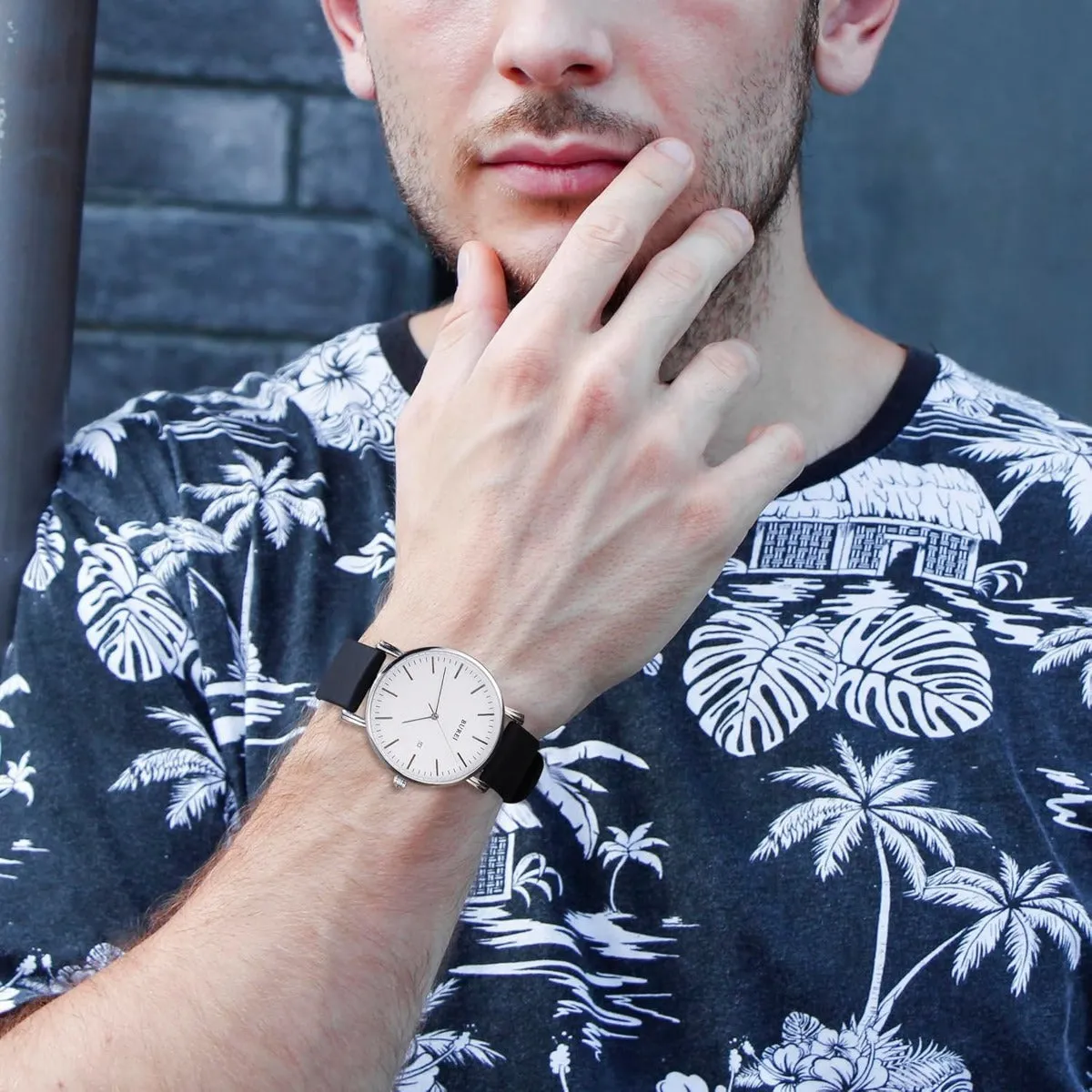 BUREI Men Watches Fashion Minimalist Analog Calendar Quartz Waterproof Watches for Men Women Student.