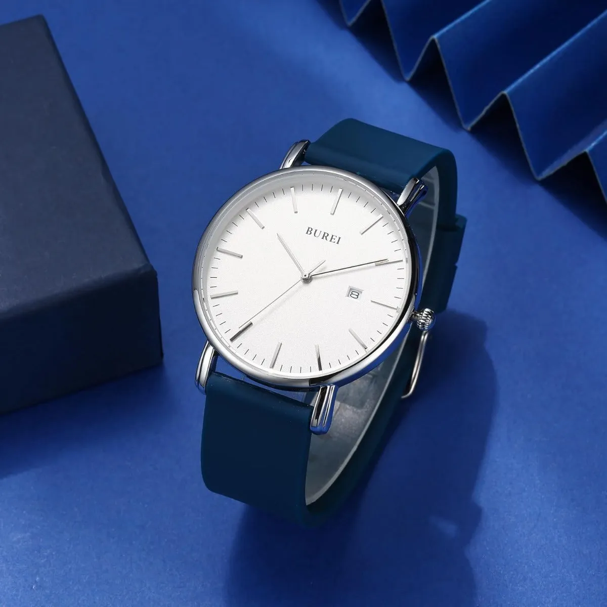 BUREI Men Watches Fashion Minimalist Analog Calendar Quartz Waterproof Watches for Men Women Student.