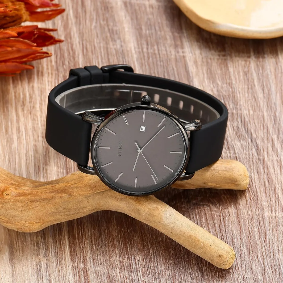 BUREI Men Watches Fashion Minimalist Analog Calendar Quartz Waterproof Watches for Men Women Student.