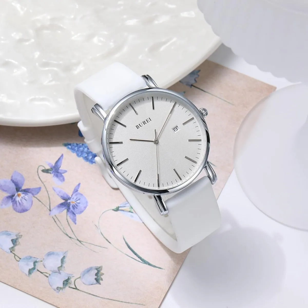BUREI Men Watches Fashion Minimalist Analog Calendar Quartz Waterproof Watches for Men Women Student.