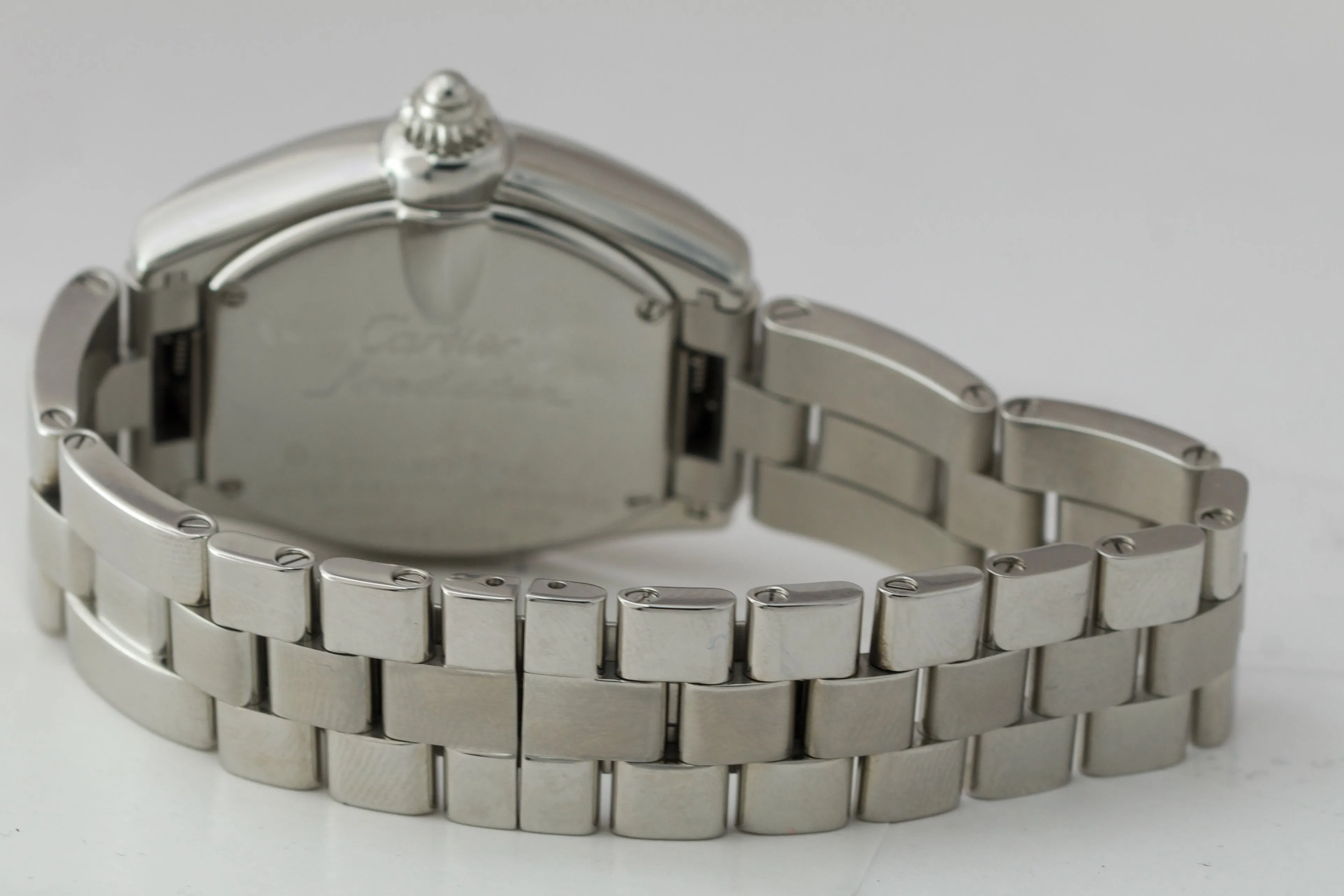 Cartier Roadster Stainless Steel Pink Roman Date 31mm Quartz Watch 2675 W62017V3