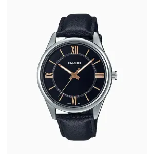 Casio Black Leather Strap Black Dial Quartz Watch for Gents - MTP-V005L-1B5UDF