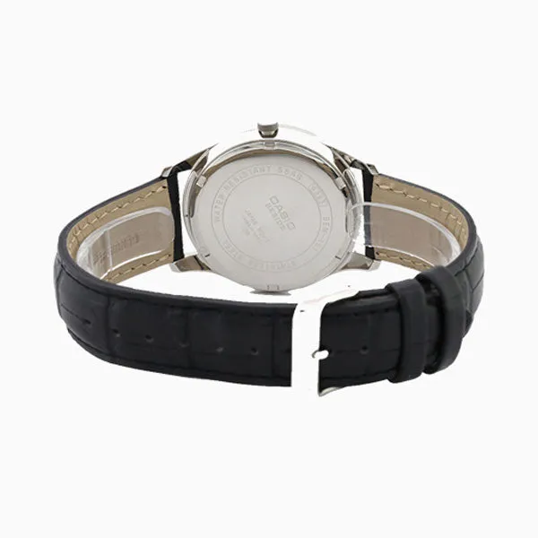 Casio Black Leather Strap White Dial Quartz Watch for Gents - BEM-151L-7AVDF