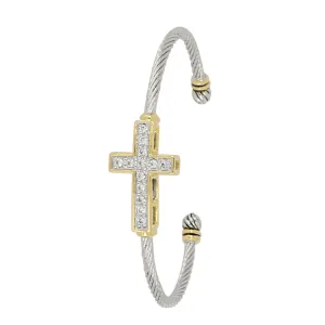 Celebration Petite Pavé Cross Wire Cuff Bracelet
