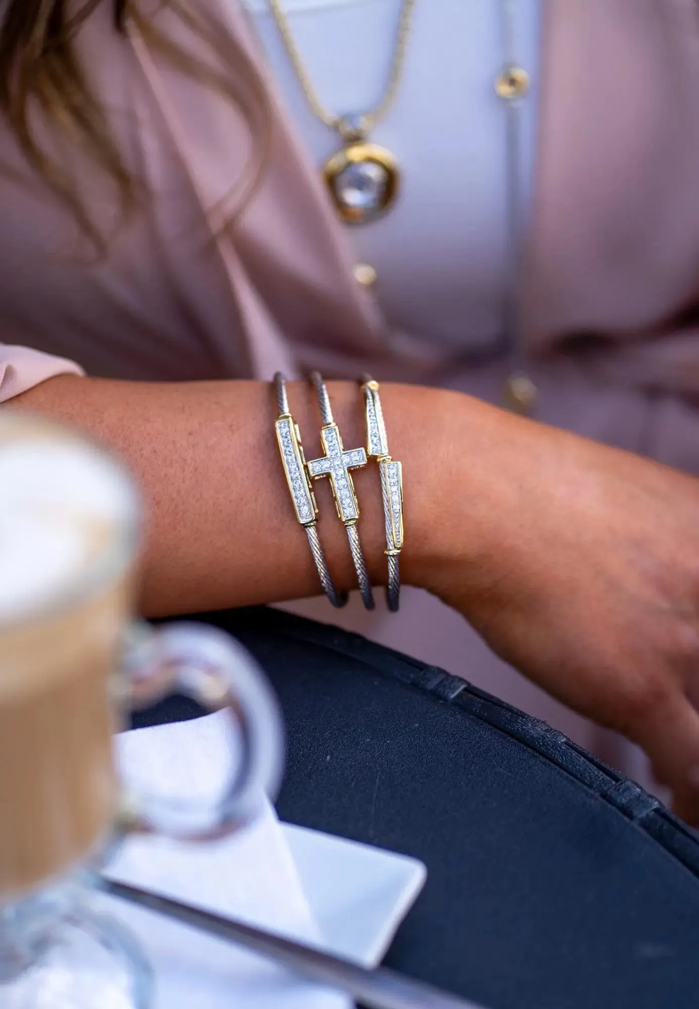 Celebration Petite Pavé - Dual Channel Wire Cuff Bracelet