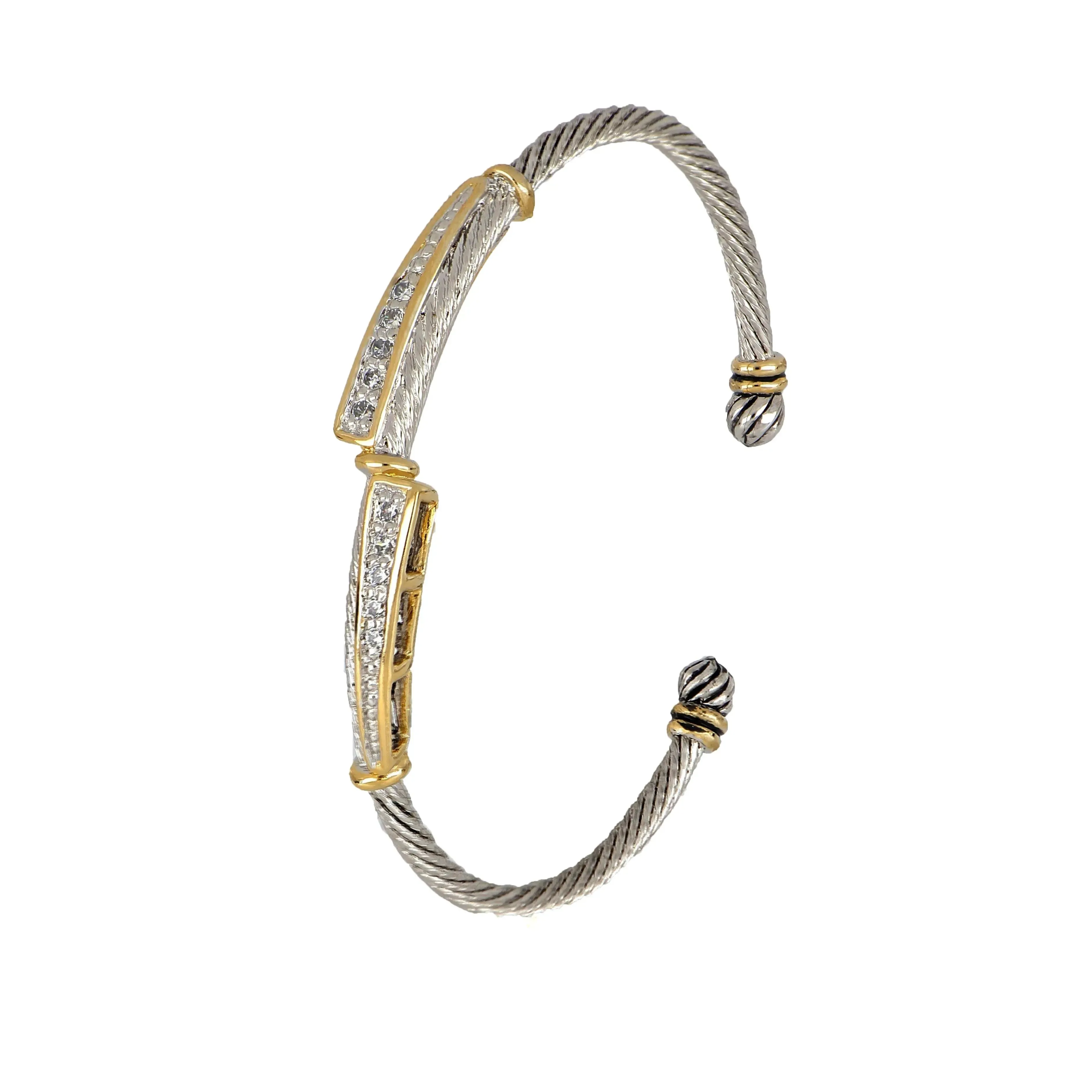 Celebration Petite Pavé - Dual Channel Wire Cuff Bracelet